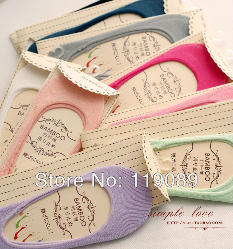 HOT SALE!!! High Quality 10pairs/lot Female Ultra-thin Candy Color Women's Invisible Socks,Bamboo Fiber lady socks