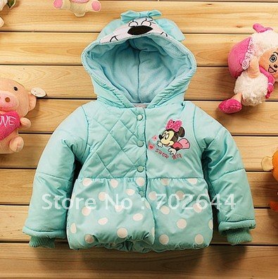 hot sale, high quality ,new winter cute style coat, girl's Mickey pictures keep warm hoodies coat,children's coat, 4pcs/lot