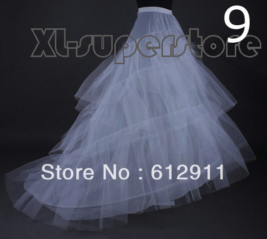Hot sale high quality white train wedding petticoat underskirt crinoline