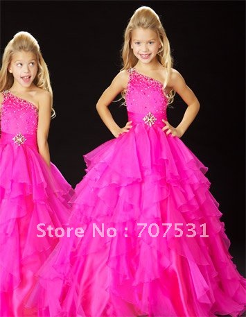 Hot sale !hot pink Little Girl's  Pageant Dress Flower Girl Dress custom size