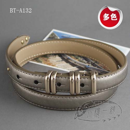 Hot-sale imported high-quality Gold Rings Women Faux Leather Skinny Belt ladies' fashion belts aBT-A132a