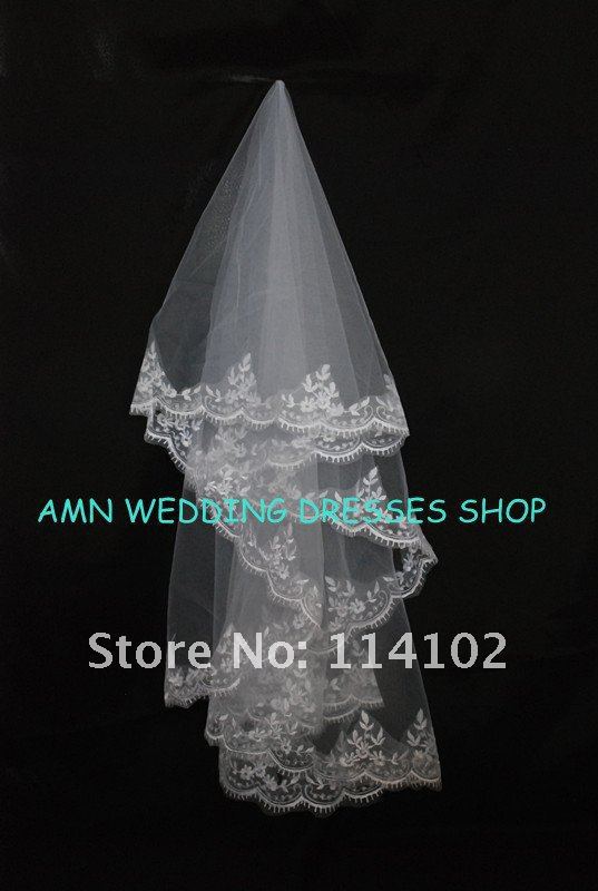 Hot Sale In Stock High Quality Lace Edge White Bride Wedding Dress Accessories One Layer Bridal Veil CD8292