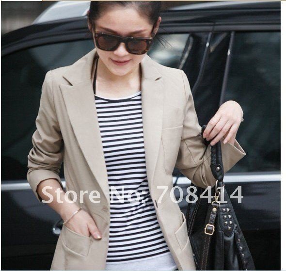 Hot sale in taobao Korean style women Fashion casual a button Slim shaped waist suit coat jacket Free Shipping high quality