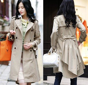 Hot Sale Korea Women's Long Sleeve Outerwear BEIGE Trench Coats New Arrival clothes on line for sale TJI7705
