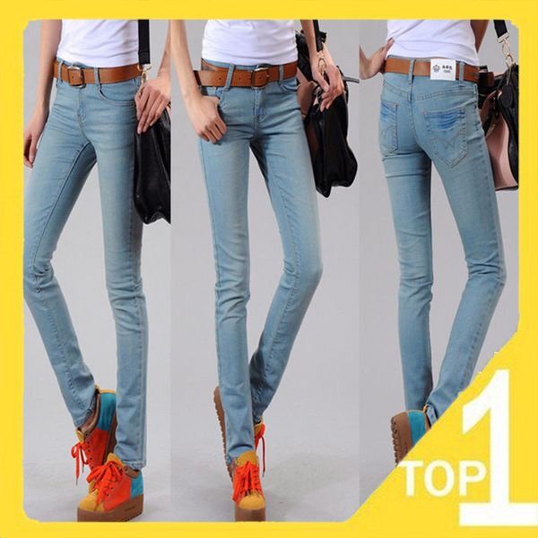Hot sale Korean Style New Casual Slim Cotton Flexible Vintage Womens Jeans Skinny Pants,Size 26-31