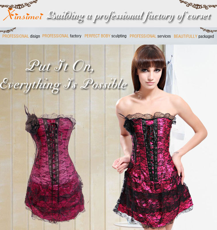 Hot Sale !Lace Up  Red Strapless  Sexy Full slips