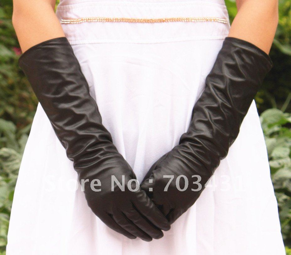 Hot sale!lady's genuine leather glove,40-52cm long sheepskin gloves,women's fashion concise glove,free shipping,Moq=1,ID:F301