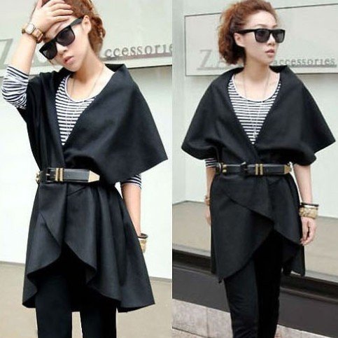 hot sale lapel camel black long cloak stylish turndown collar ladies outerwear women's cloak coats 4 color free shipping