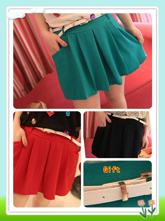 Hot Sale Leisure Skirt Culottes Women's Shorts,Ladies Short Pants,with belt for free