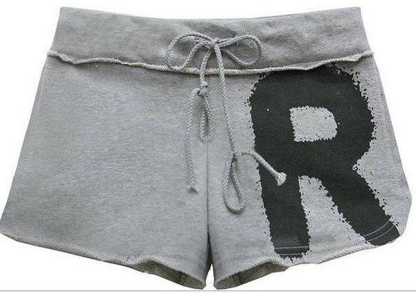 Hot Sale Letter Printed Drawstring Short Pants Grey fress shipping