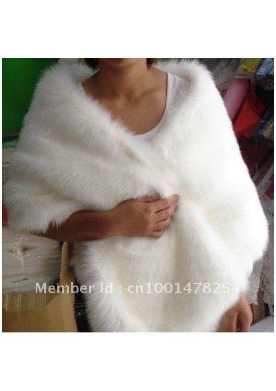 Hot sale long bolero free shipping wholesale custom-made ivory/black wedding bridal fur jacket J07