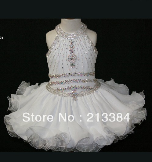 Hot Sale  Lovely birthday party Dress Halter Little Rosie Pageant Dress5