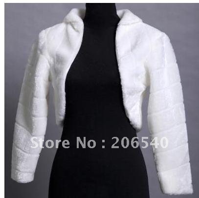 Hot sale Lvory Faux Fur Wedding Bridal Wrap Shawl Jacket Coat Bolero Free ship