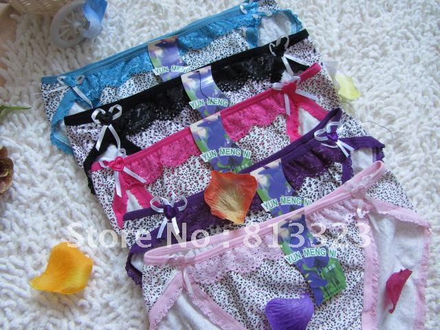 HOT SALE  NEW ARRIVE Leopard print women lace decoration 100% cotton trigonometric comfortable panties sj-16