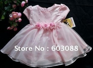 Hot Sale-New Arrive Taffeta Back Zip Beaded and Appliques Flower Girl Dresses in Pink,White