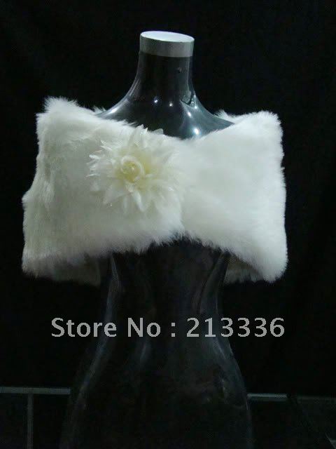 Hot Sale New ivory Faux Fur pearl Stole Wrap Shrug Bolero Coat Free shipping