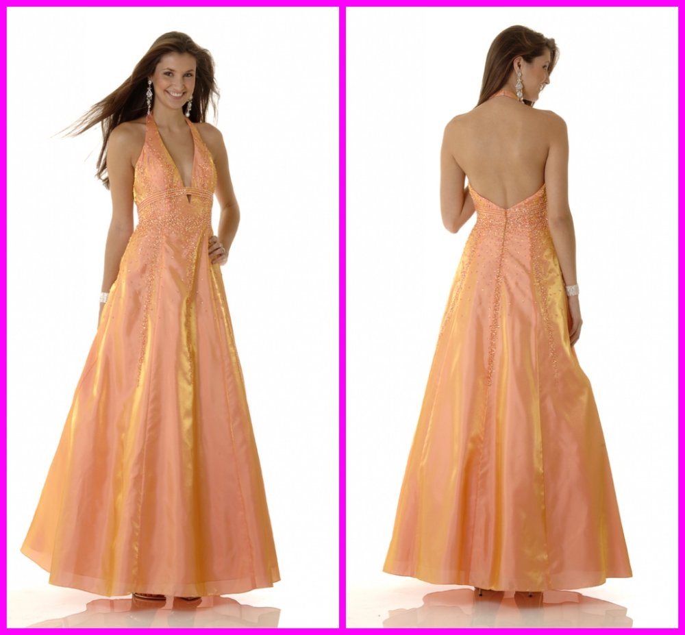 Hot Sale New Style 2013 Popular Halter A-Line Floor length Taffeta Sequins Long prom Evening Dresses