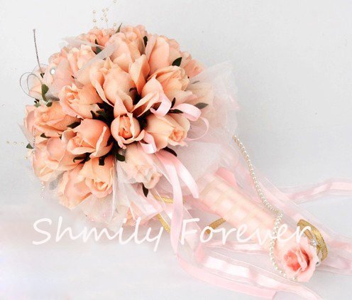 Hot sale Orange Flower Bouquet,Wedding Bouquet,Rose Artificial Flowr Bouquets for wedding