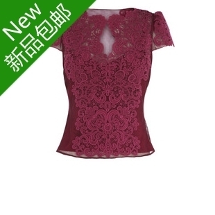 hot-sale osong 2012 summer women's sexy gauze embroidered embroidery slim puff sleeve small top freeshipping