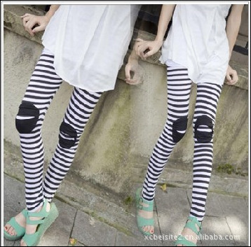 hot sale padded knee opening laugh patch pattern tights  leisure remarkable skinny feet pantyhose leggings