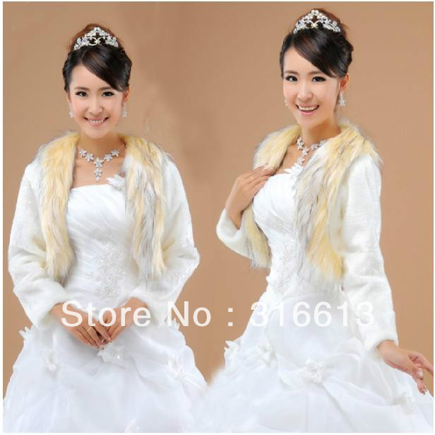 Hot Sale Pageant winter White Fur Bridal Wedding bolero Wrap/shawl/coats Cheap New