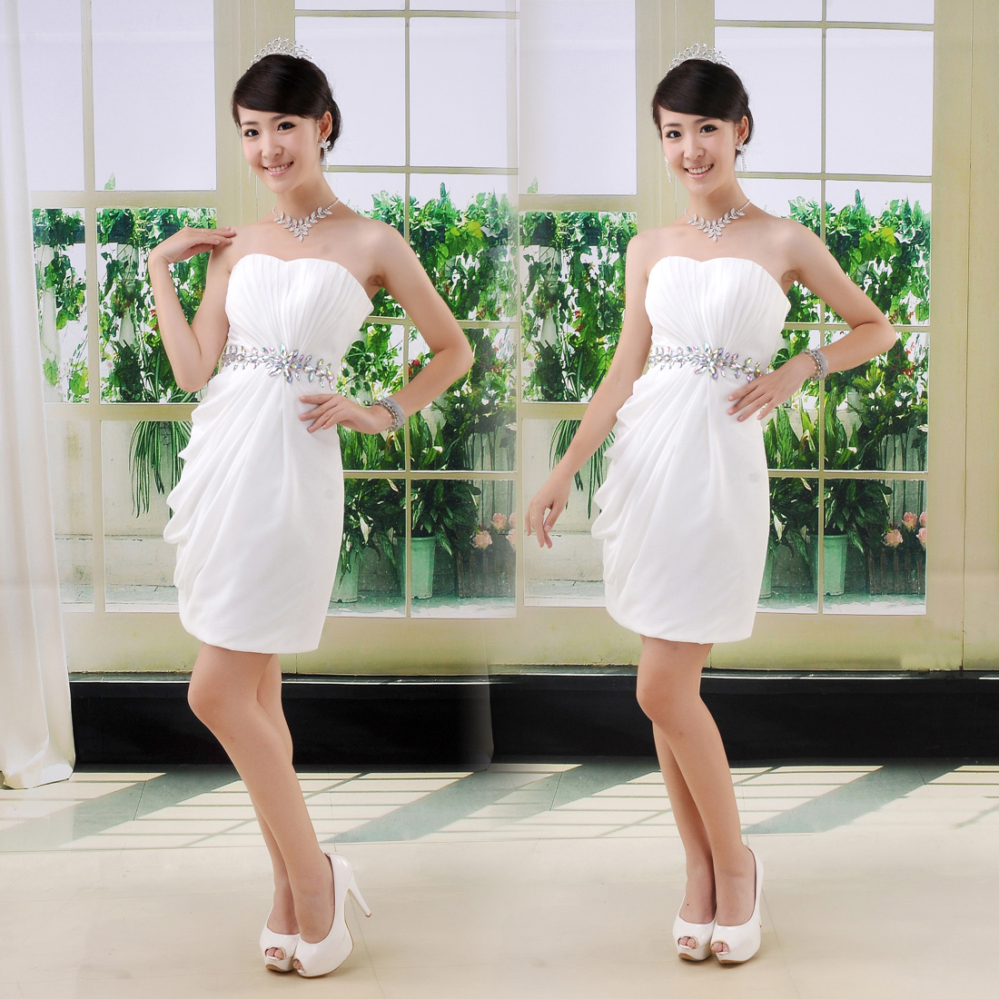 Hot Sale princess white Clothing corset chiffon tube top short design fashion zipper style dress OEM FC015