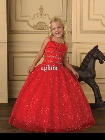 Hot Sale Red Flower Girl Dress Sequin Pageant Junior Bridesmaid Wedding Gown F96