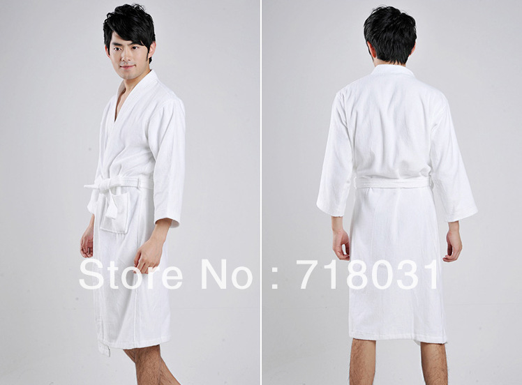 Hot sale robes, 100% cotton velour Bathrobe White color kimono collar, Unisex,5 star USA hotel use Free shipping & Wholesale