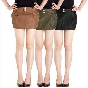 Hot Sale Sexy Washing PU Shorts Spring/Autumn Lady Culottes Black Army-Green Apricot different Size Fashion Women