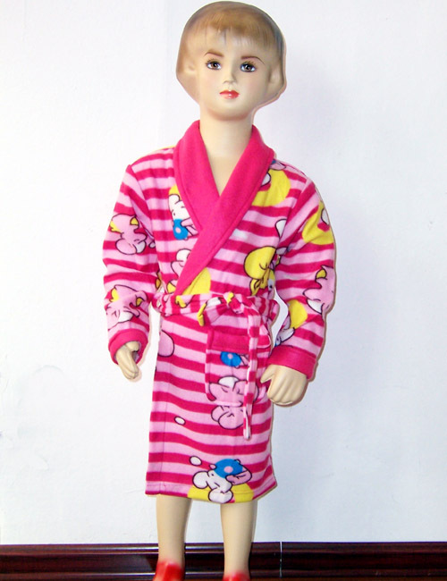 Hot sale Sleepwear pink bear 3 red blue girl ploughboys double faced fleece robe bathrobes cotton panties