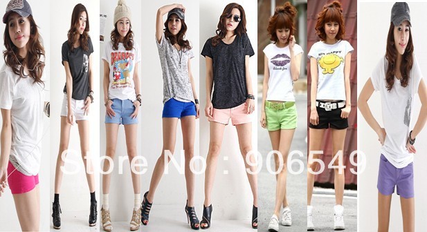 Hot Sale Summer Women's Colorful Candy Jeans Pencil  Shorts  Lady's Hot Pants