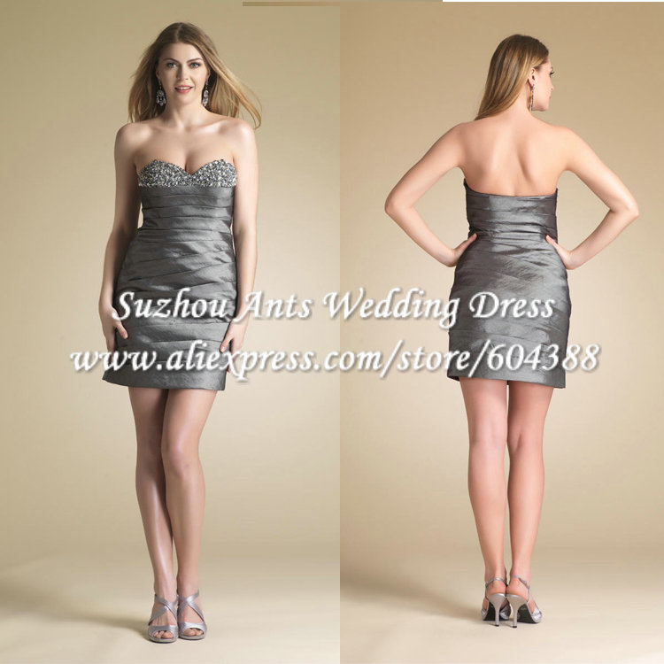 Hot Sale Sweetheart Taffeta Grey Short Celebrity Dresses Low Back off the Shoulder QHA632