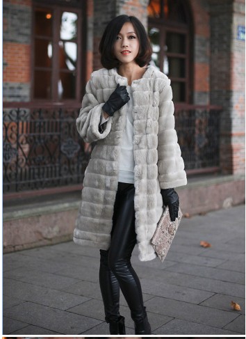 HOT SALE  Sz 2013 faux outerwear women's medium-long bags fur coat Women's Clothing FREE SHIPPING