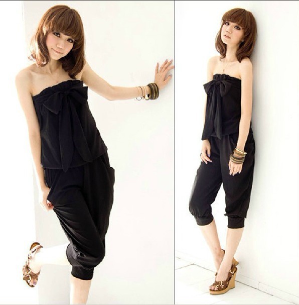 Hot sale!!!The new black sexy wiping  bosom conjoined twin pants harlan pants  casual pants