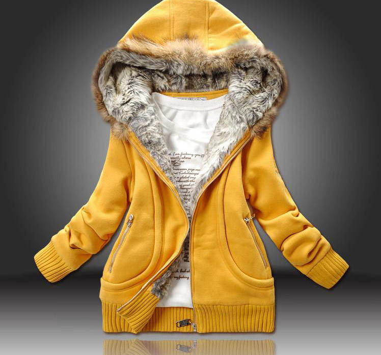 Hot sale Three Colors freeshipping factory sale women warm coat jacket Fur Collar hoodies sweaters women retail/wholesale  M-XXL