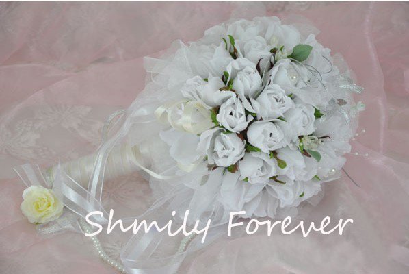 Hot sale!!! White Romantic Rose Flower Bouquet,Wedding Bridal Bouquet,Bridesmaid Bouquets
