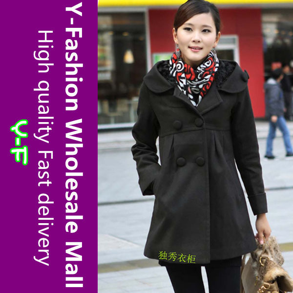 Hot Sale Winter Outerwear 2012 Medium-long Fashion Wool Coat,Hooded Women's Jacket DX001 + Free Shipping + Top Quality