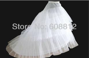 Hot sale With Train Free shipping In Stock  Adjustable Slip Wedding Petticoat Bridal Underskirt Crinoline For Wedding Dresses