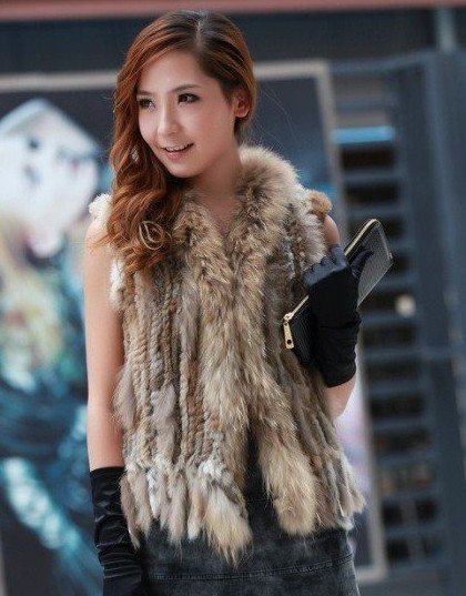 Hot Sale Women's 2012 Knitted Rabbit Fur Vest Wholesale and Retail Fur Products