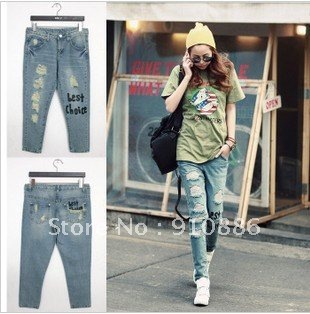 Hot sale!Women's fashion jeans!Free shipping!vintage style!Ripped jeans!