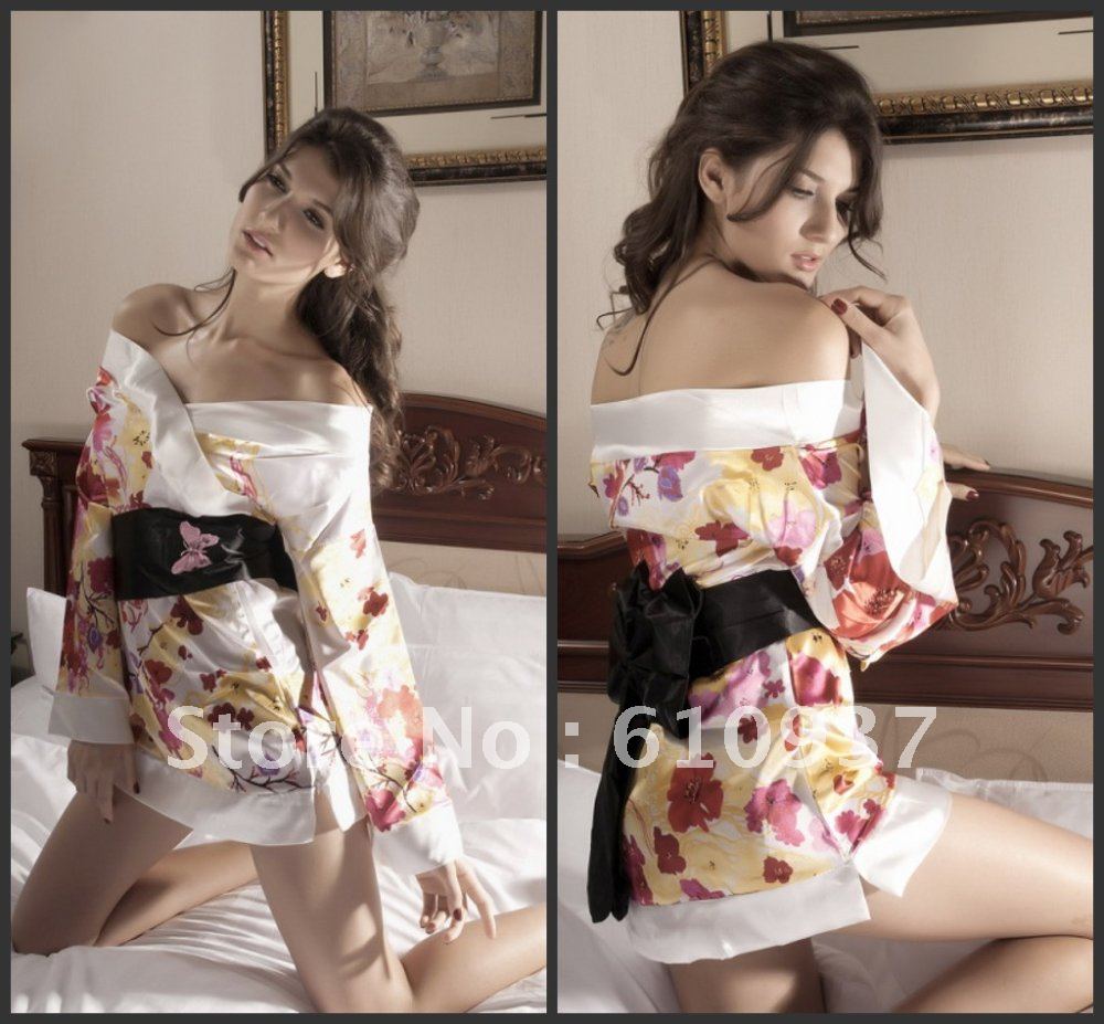 Hot Sale Women's Long-Sleeve Bathrobe Sauna Kimono Nightgown 2142