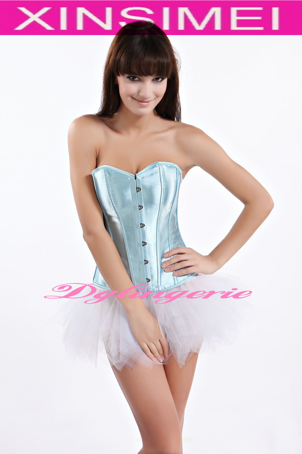 Hot sale  ! Women's Sexy Blus Satin Strapless Lumbar Corset