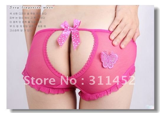 hot sale women sexy lingerie,funny fashion lady open back panties,butterfly attached.24pcs/lot,free shipping