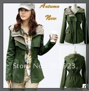 Hot sales 2012 New Autumn Winter women coat,green slim fit lady wear,Free shipping