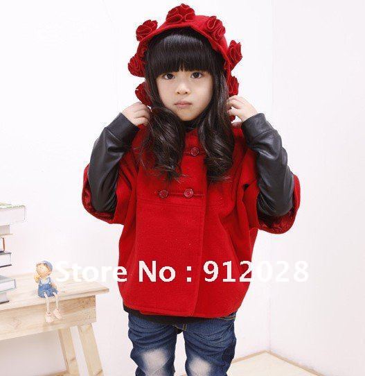 Hot sales!Children's clothing wholesale small and medium-sized girls flowers cap double breasted coat