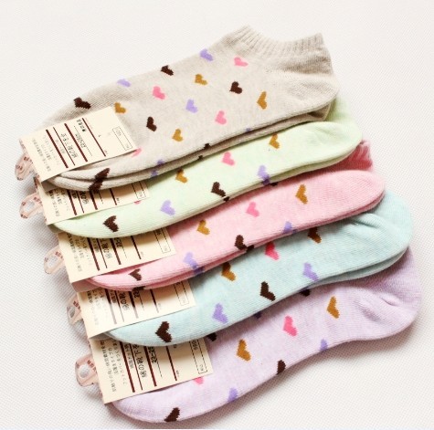 Hot Sales! Free Shipping 100% Cotton Candy Color Socks With Love Butterfly ,Invisible Socks , HZX0055