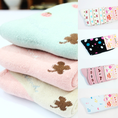 Hot Sales! Free Shipping Korean Waves Little Elk Ladybug Winter Cotton Thick Towel Socks  ,10Pcs/Lot  F12857