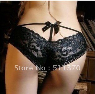 HOT Sales Free Shipping The princess bud silk bow deep V open a channel sexy briefs wholesale