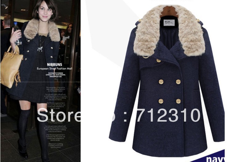 Hot Sell --2012 Fashion Coats,Women's Woolen Coat,Winter Jacket,Leather Collar Outwear Drop Price