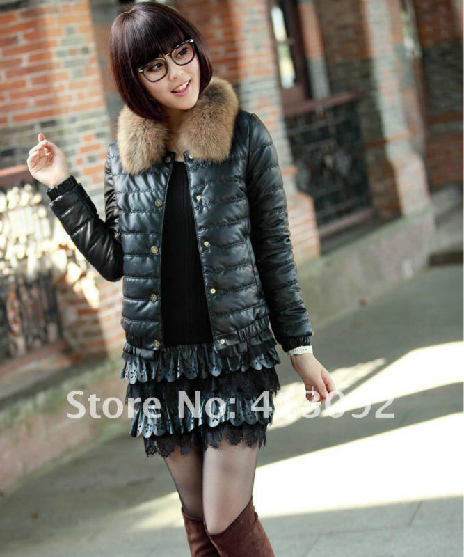 Hot sell 2012 New fashion Women's PU Leather /women Jacket /Lady Coat /Outerwear